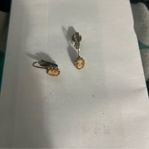 Elegant Gold and Cream Cameo Earrings